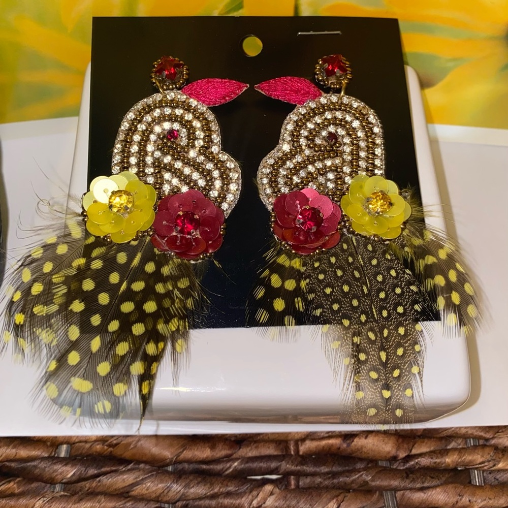“A little birdie said” festival earrings like Zara Anthropologie NWT